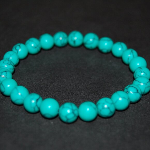 Green Howlite Bracelet,8mm Howlite Stone Beads Bracelet - Picture 2 of 2